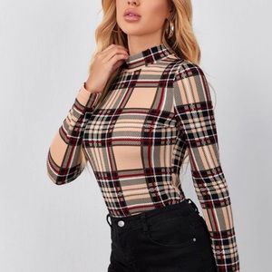 Long Sleeve Plaid Trendy Top